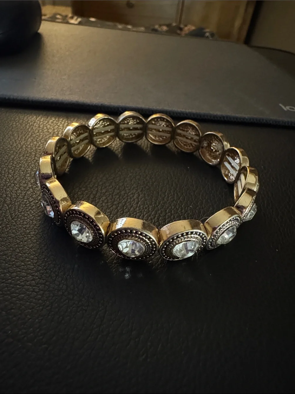 Gold Crystal Stretch Bracelet for Women - Sparkling Accent